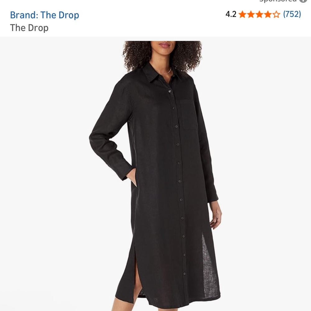 Women's Black Button-Front Shirt Dress